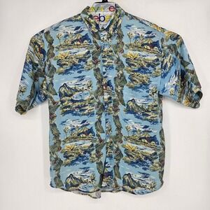Vintage Hilo Hattie Shirt Mens Large Silk Floral Hawaiian Aloha Short Sleeve‎